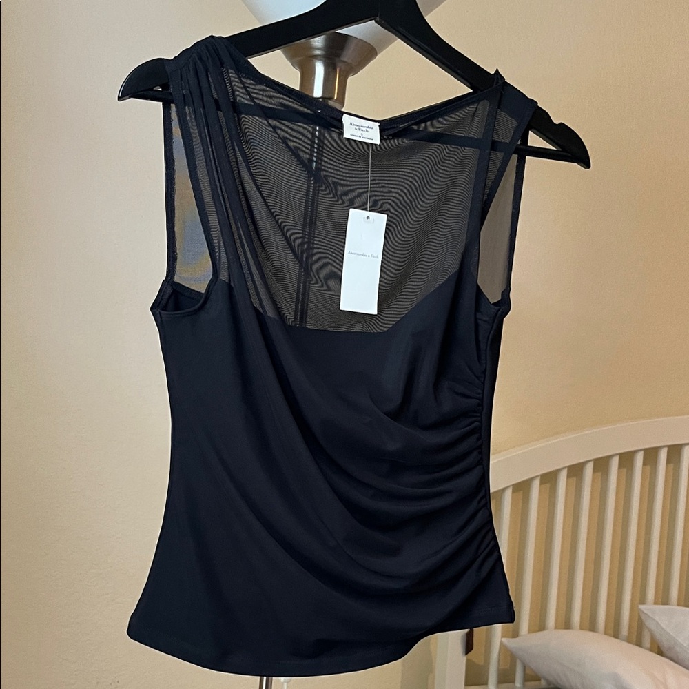 Abercrombie & Fitch Black Sheer Mesh Blouse